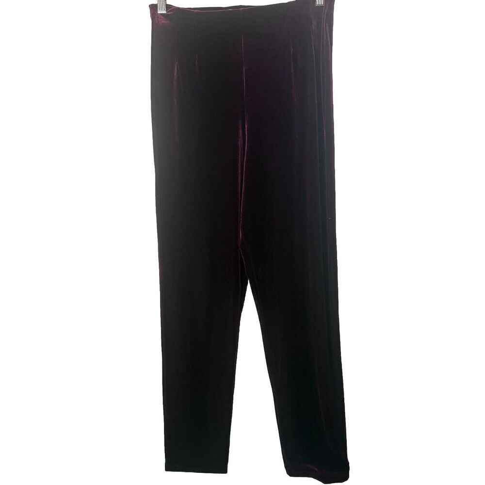 Bechamel Burgandy Velvet Velour Elastic Waist Straight Leg Pull-on Pants M